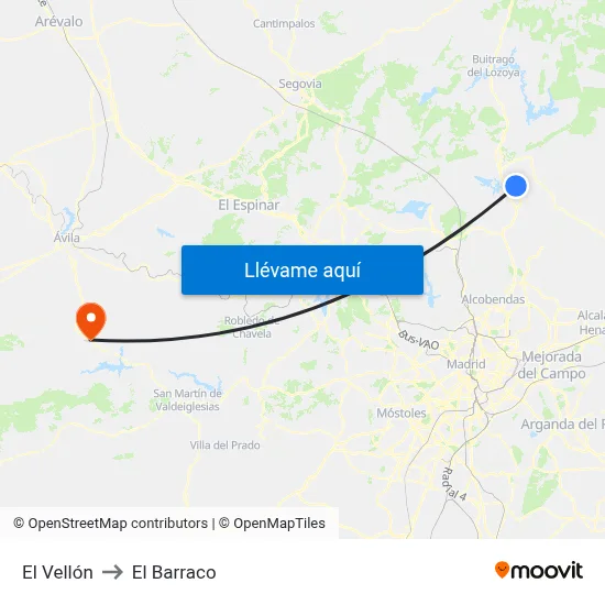 El Vellón to El Barraco map