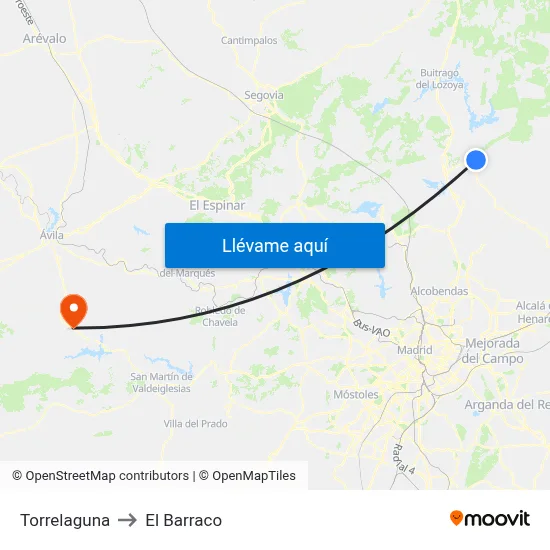 Torrelaguna to El Barraco map