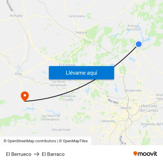El Berrueco to El Barraco map