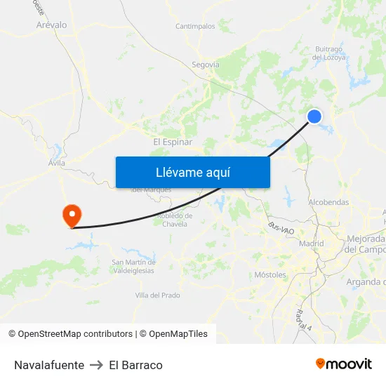 Navalafuente to El Barraco map
