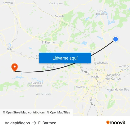 Valdepiélagos to El Barraco map