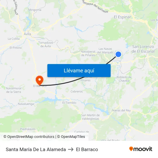 Santa María De La Alameda to El Barraco map