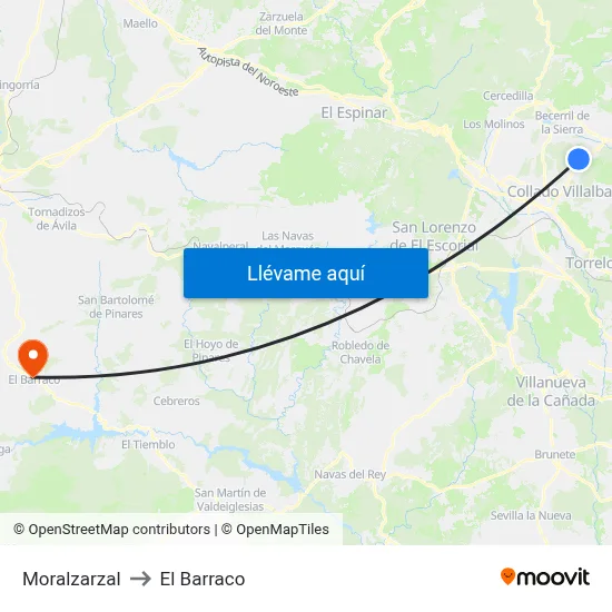 Moralzarzal to El Barraco map