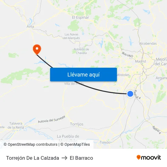 Torrejón De La Calzada to El Barraco map
