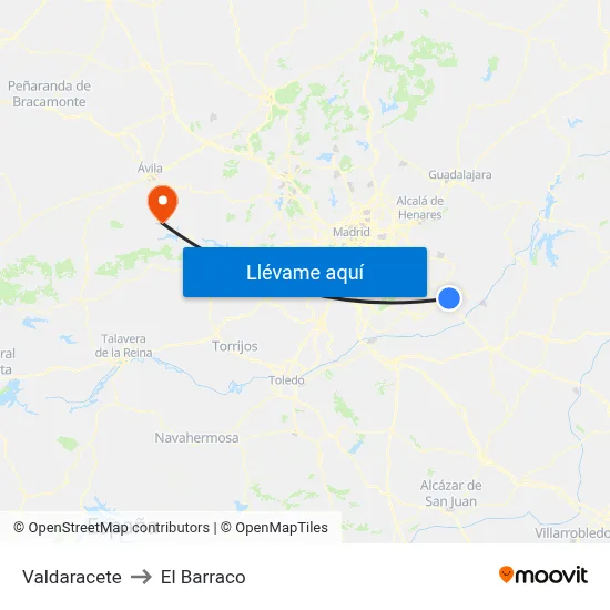 Valdaracete to El Barraco map