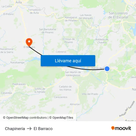 Chapinería to El Barraco map