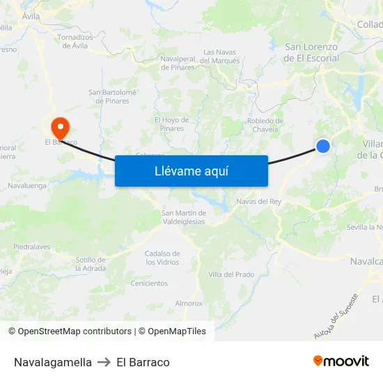 Navalagamella to El Barraco map