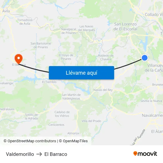 Valdemorillo to El Barraco map