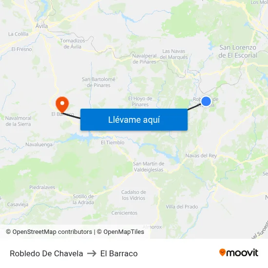 Robledo De Chavela to El Barraco map