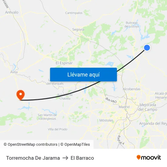 Torremocha De Jarama to El Barraco map