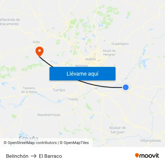 Belinchón to El Barraco map