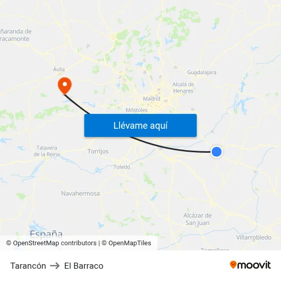 Tarancón to El Barraco map