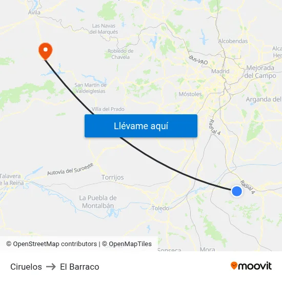 Ciruelos to El Barraco map