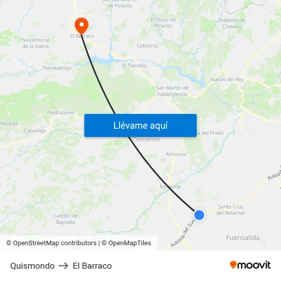 Quismondo to El Barraco map