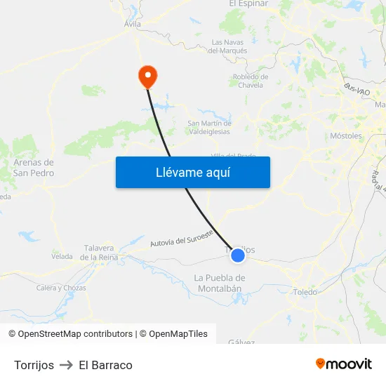 Torrijos to El Barraco map