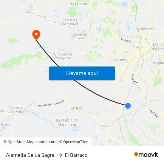 Alameda De La Sagra to El Barraco map