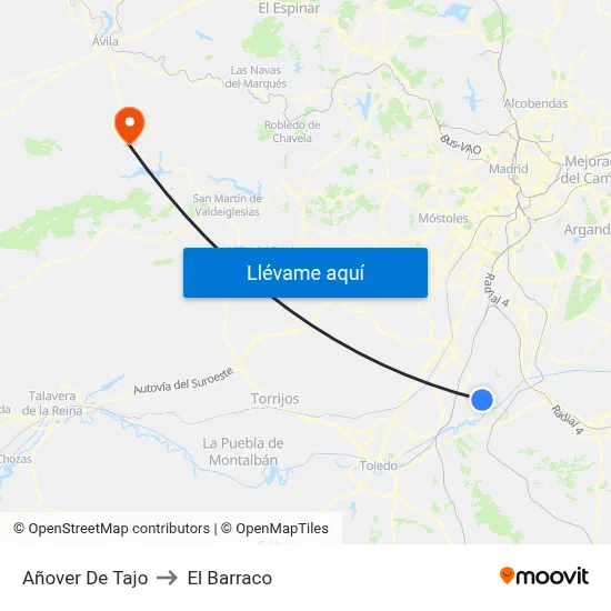 Añover De Tajo to El Barraco map