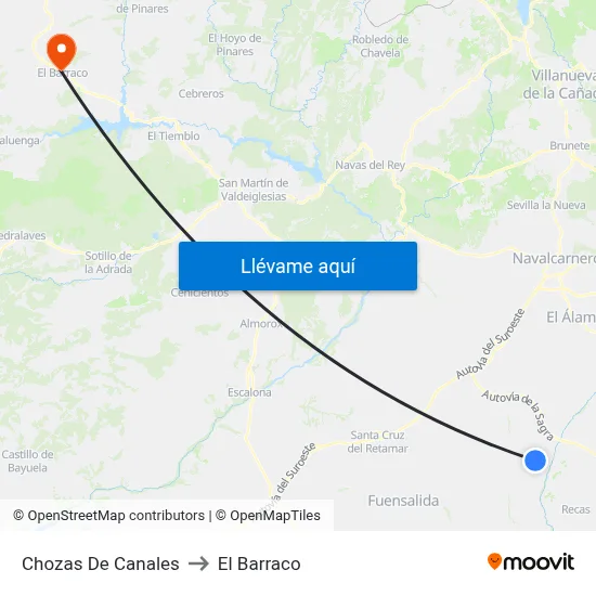 Chozas De Canales to El Barraco map