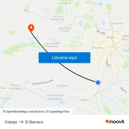 Cobeja to El Barraco map