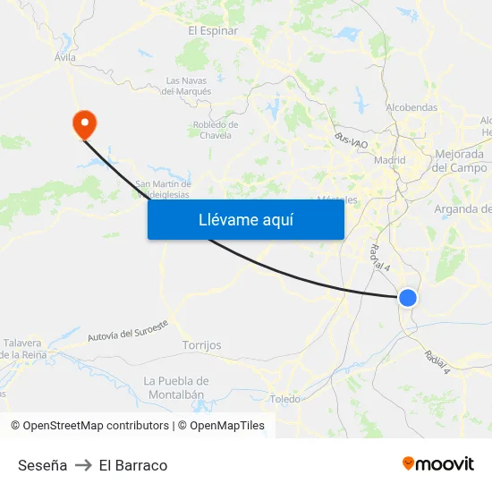 Seseña to El Barraco map