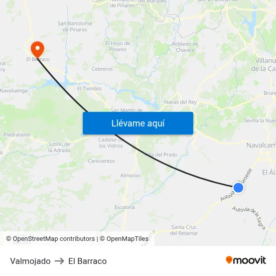 Valmojado to El Barraco map