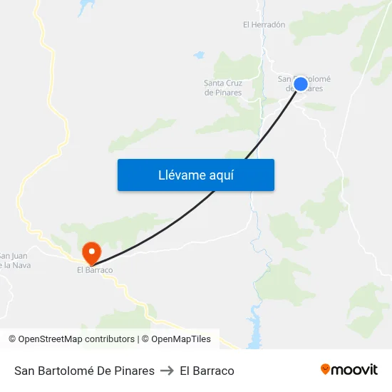 San Bartolomé De Pinares to El Barraco map
