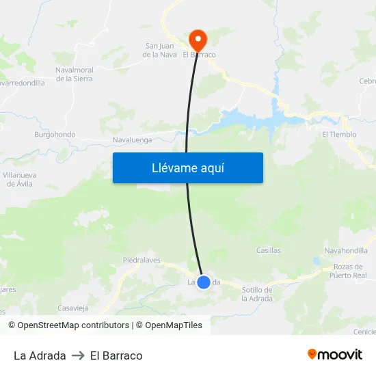 La Adrada to El Barraco map