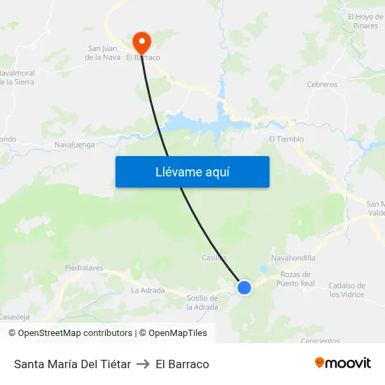 Santa María Del Tiétar to El Barraco map