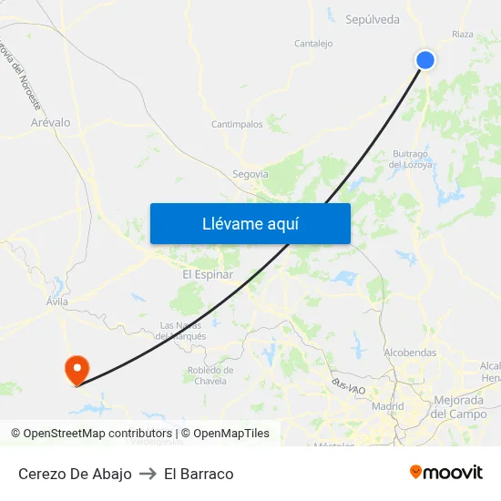 Cerezo De Abajo to El Barraco map