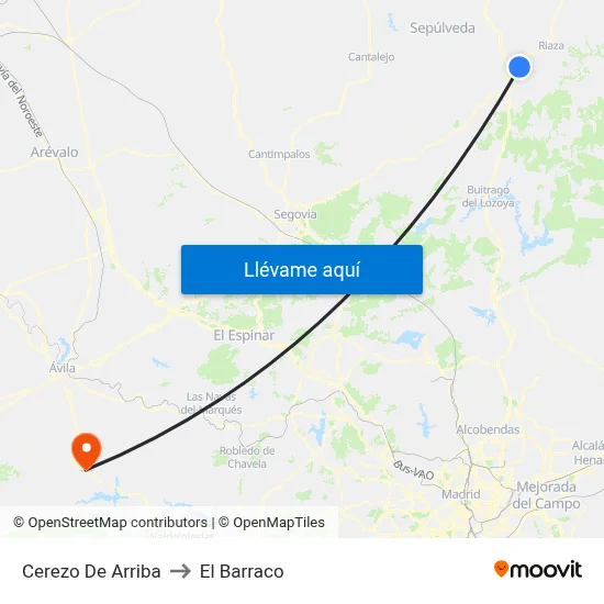 Cerezo De Arriba to El Barraco map