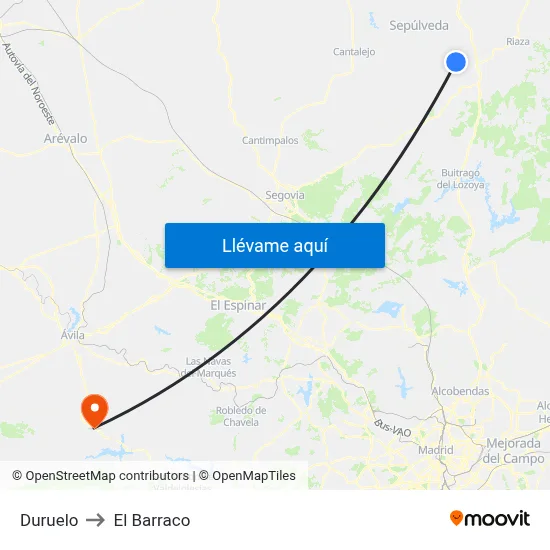 Duruelo to El Barraco map
