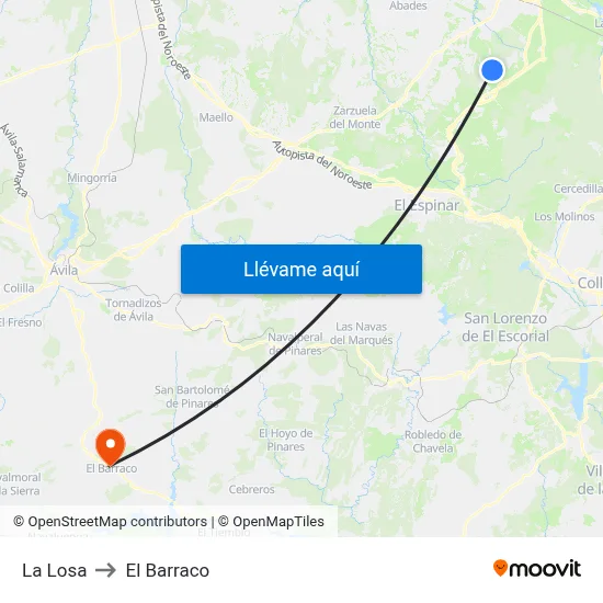 La Losa to El Barraco map