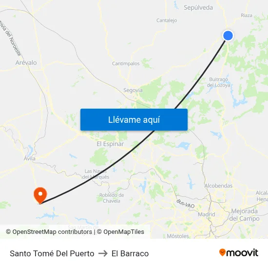 Santo Tomé Del Puerto to El Barraco map