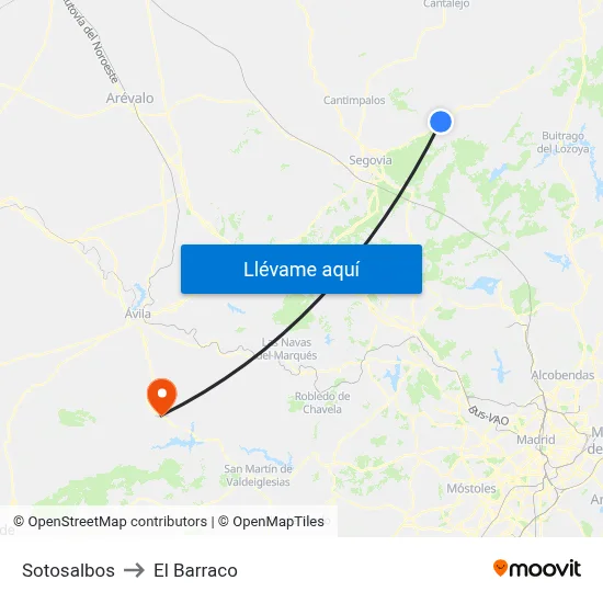 Sotosalbos to El Barraco map