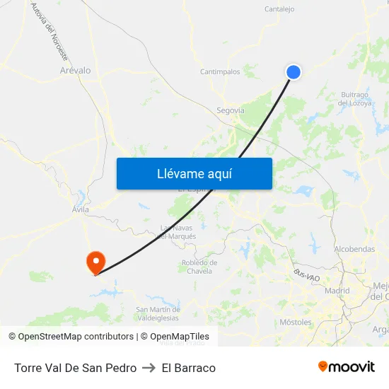 Torre Val De San Pedro to El Barraco map