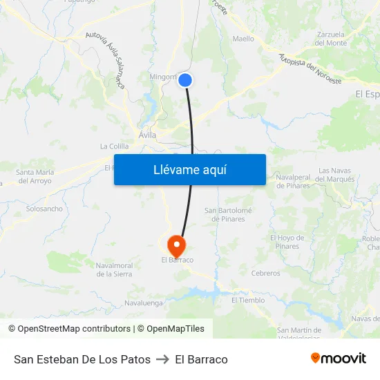 San Esteban De Los Patos to El Barraco map