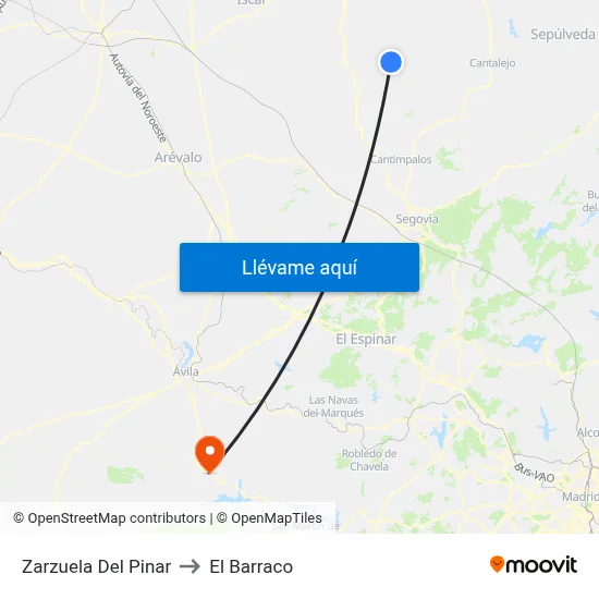 Zarzuela Del Pinar to El Barraco map