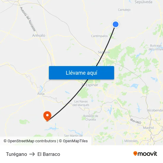 Turégano to El Barraco map