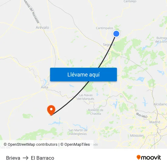 Brieva to El Barraco map