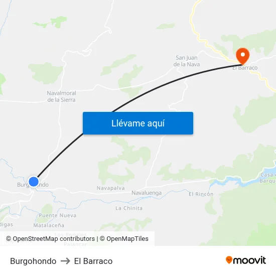Burgohondo to El Barraco map