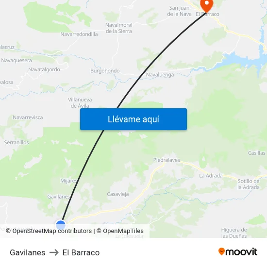 Gavilanes to El Barraco map