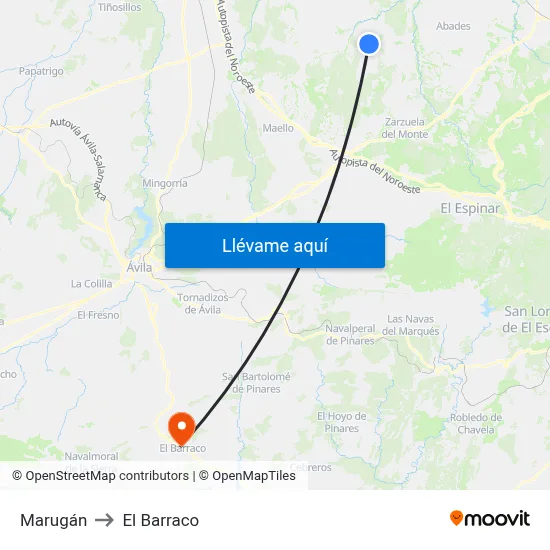 Marugán to El Barraco map