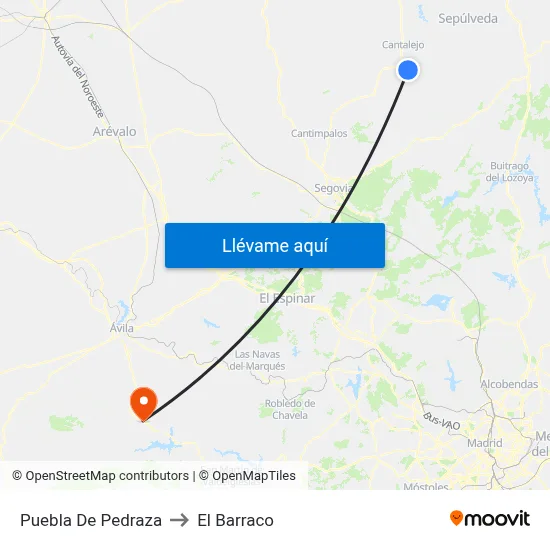 Puebla De Pedraza to El Barraco map