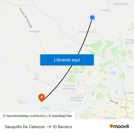 Sauquillo De Cabezas to El Barraco map