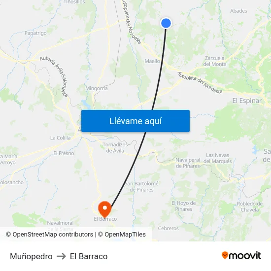 Muñopedro to El Barraco map