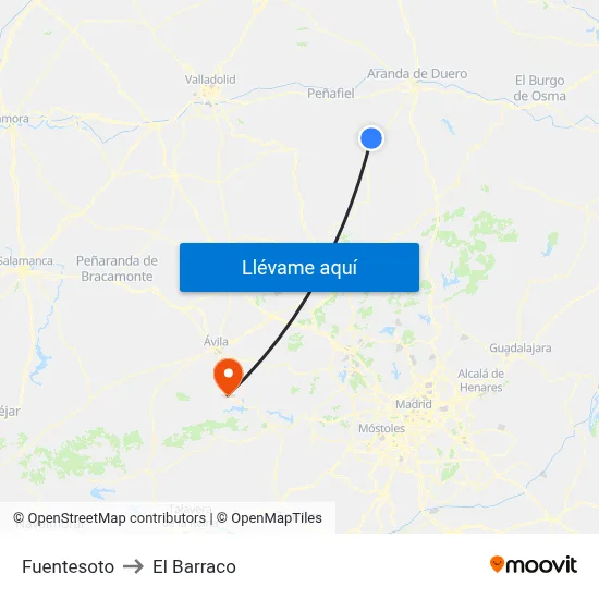 Fuentesoto to El Barraco map