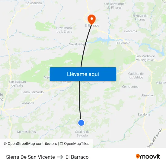 Sierra De San Vicente to El Barraco map