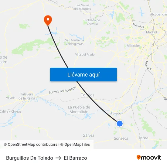 Burguillos De Toledo to El Barraco map