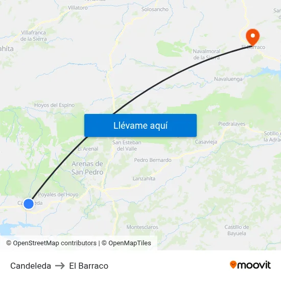 Candeleda to El Barraco map