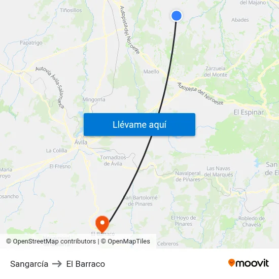 Sangarcía to El Barraco map